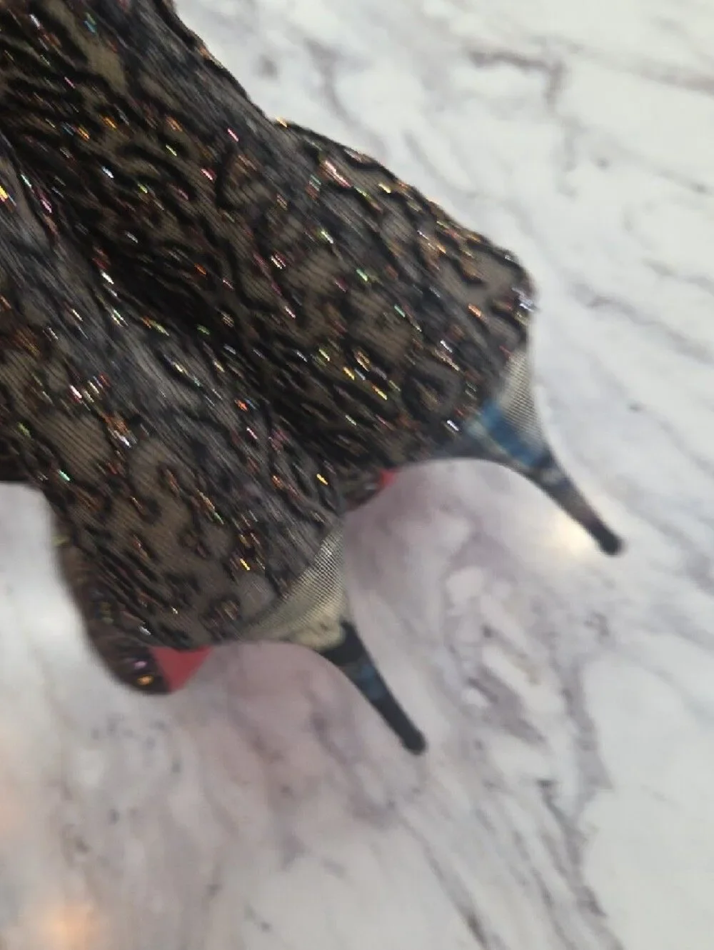 Christian Louboutin Metallic Gold and Black Lace Pointed-Ankle Boots